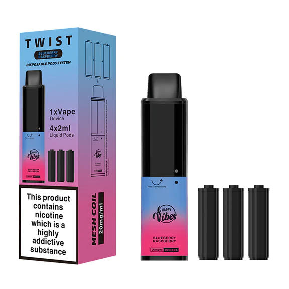 Happy Vibes Twist Blueberry Raspberry 2400 Disposable Vape Happy Vibes Twist Blueberry Raspberry 2400 Disposable Vape