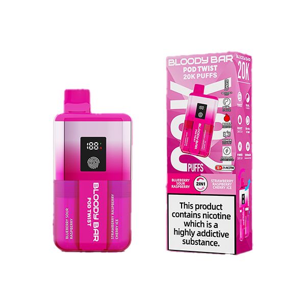 Bloody Bar 20k Blueberry Sour Raspberry : Strawberry Raspberry Cherry Ice Prefilled Kit