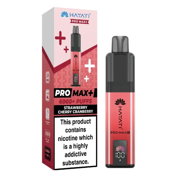 Hayati Pro Max Plus Strawberry Cherry Cranberry 6000 Puffs Prefilled Pod Kit