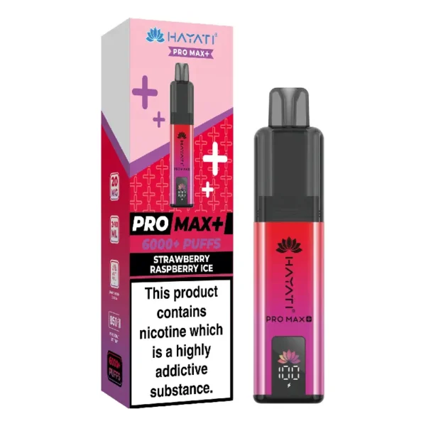 Hayati Pro Max Plus Strawberry Raspberry Ice 6000 Puffs Prefilled Pod Kit